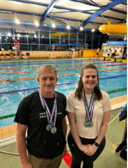 Crediton and District Swimming Club members at the Masters Swimming event.
