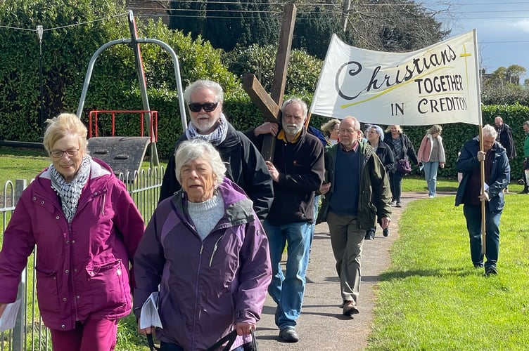 The Procession moving through Newcombes Meadow. AQ 9057