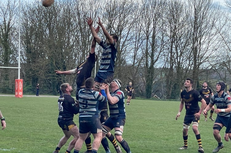 Topsham try to get the ball in the line out.  AQ 8746
