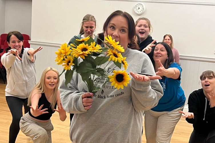 Lyndsey and some of the cast during rehearsals.