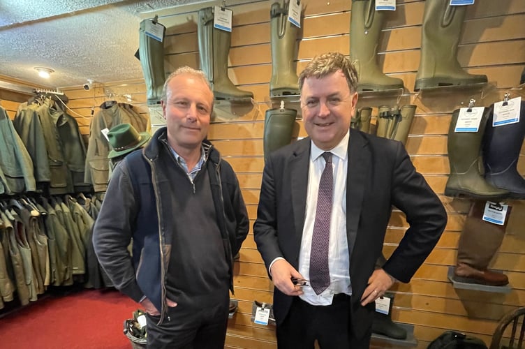 Ladds of Crediton owner Alan Ladd with Mel Stride, MP for Central Devon and Secretary of State for Work and Pensions. 
