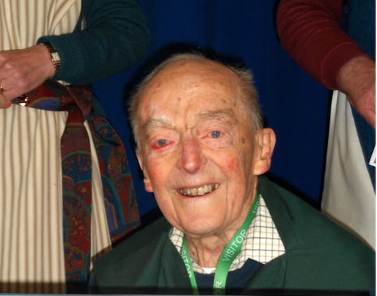 John Allen during his visit to Hayward’s School to mark his 105th birthday.
