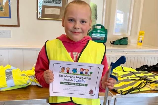 Lottie Broughton with her West Devon Young Person Green Award.