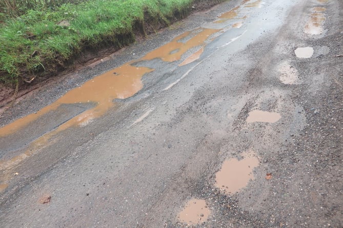 One patch on the Yeoford road where it is not possible to straddle the potholes.  SR 3453
