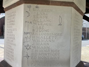 Tears about graffiti on Crediton War Memorial
