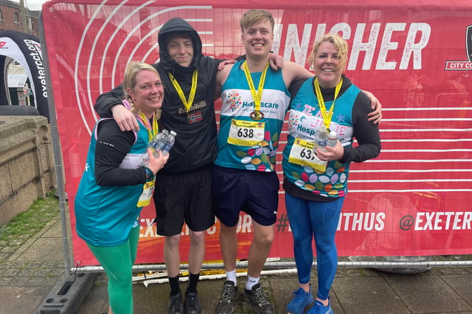 ‘Team Julie’, Sam and her family took part in Exeter Half Marathon in aid of Hospiscare.  Image: Sam Partridge

