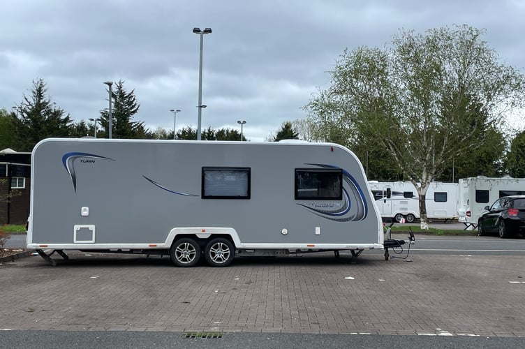 Some of the caravans in the car park at Lords Meadow Leisure Centre.