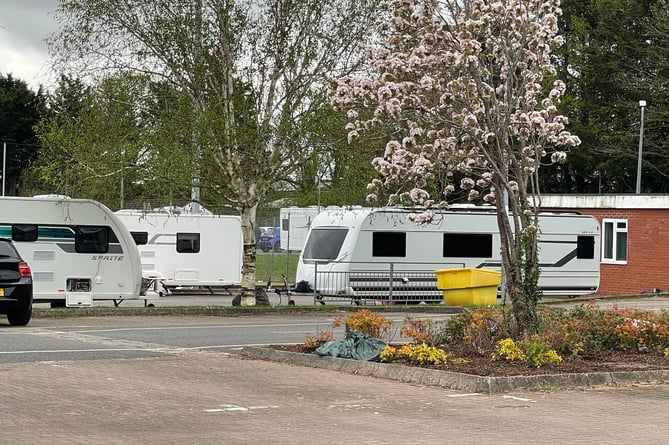Some of the caravans in the car park at Lords Meadow Leisure Centre on Saturday, April 13.
