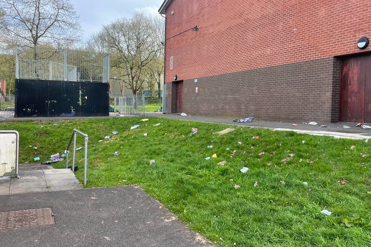 Some of the rubbish left behind in the car parks at Lords Meadow Leisure Centre.
