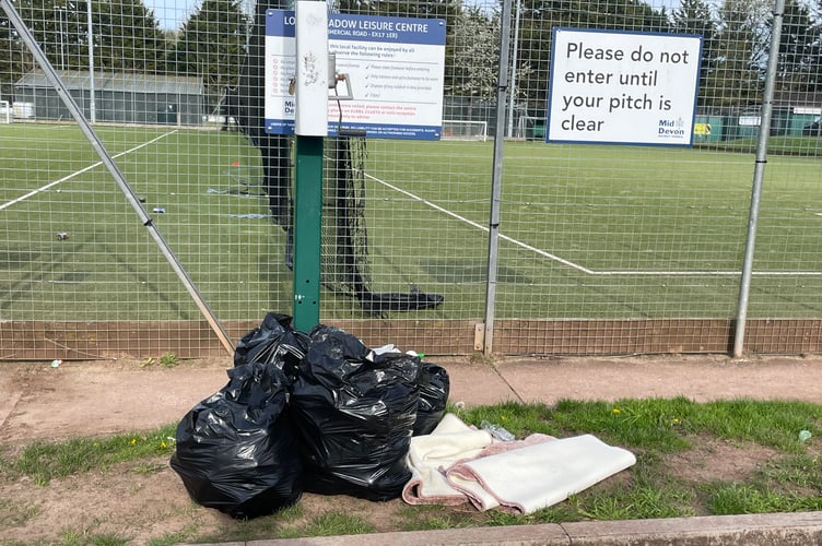 Some of the rubbish left behind in the car parks at Lords Meadow Leisure Centre.
