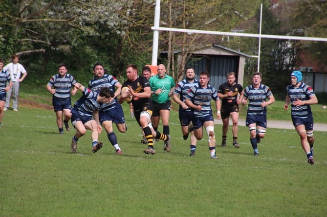 Crediton in possession during the game against Topsham.  AQ 3975
