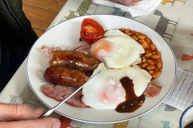 A great English breakfast enjoyed at Coldridge in aid of FORCE.  AQ 8018
