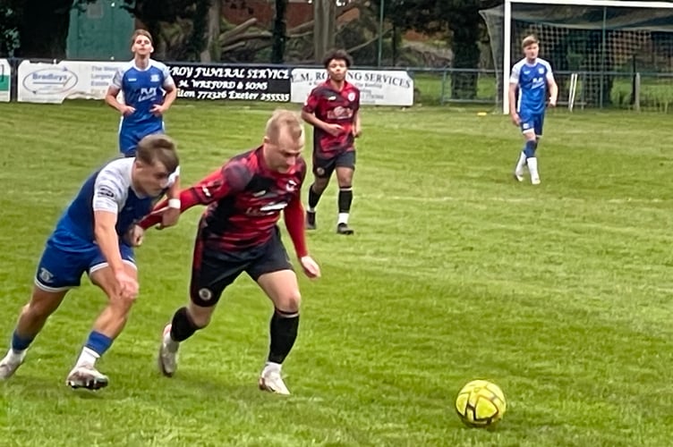 During the Crediton United v Bovey Tracey game on April 13, Crediton in the blue strip.
