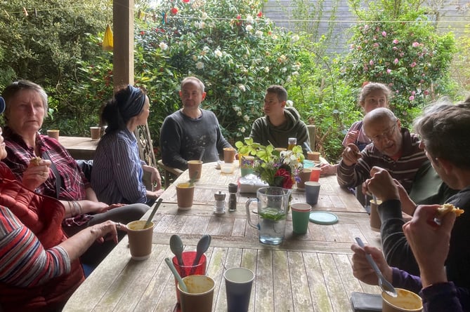 The volunteers during their lunch break.
