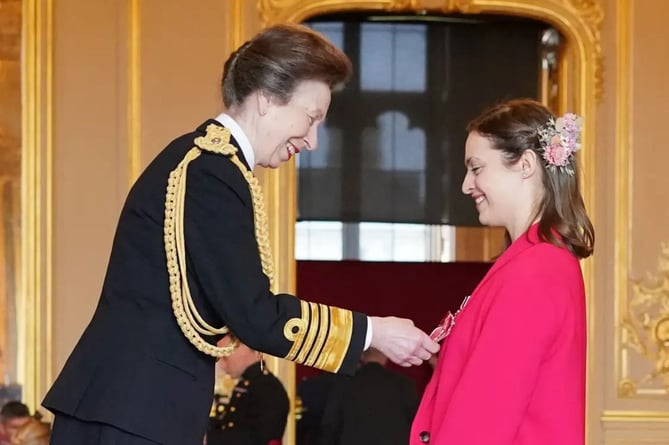 During the Investiture, Ann, Princess Royal with Laura Coryton
