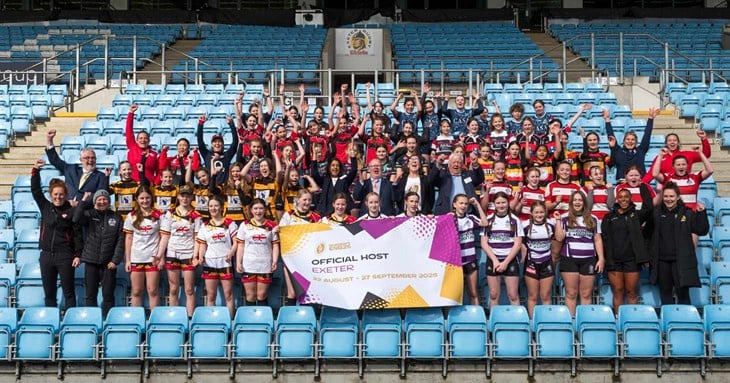 At the Women’s Rugby World Cup 2025 launch held in Exeter.
