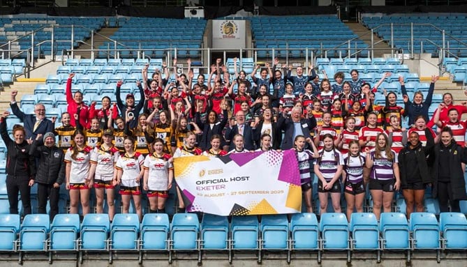 At the Women’s Rugby World Cup 2025 launch held in Exeter.
