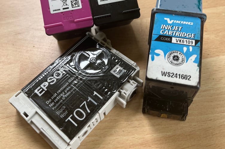 Some of the ink cartridges collected by Yvonne Youles. (Y Youles)