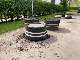 Flower towers overturned on approach to Crediton
