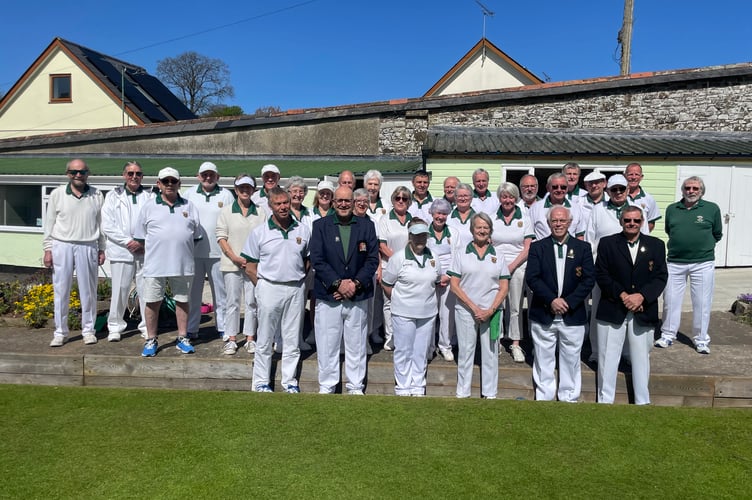 Members of the North Tawton Bowling Club before the season began on Saturday, April 20. AQ 0504