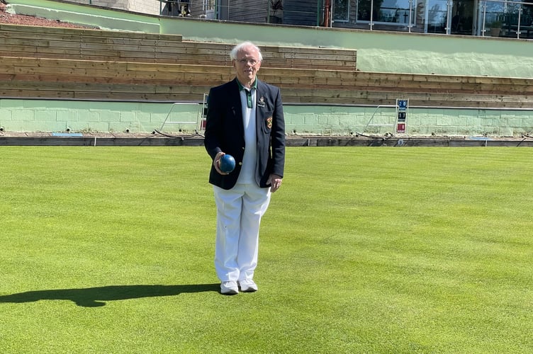 The first wood of the season was bowled by the President at North Tawton Bowling Club, Gordon Denham.  AQ 0516
