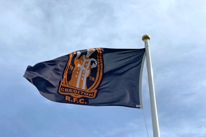 Crediton RFC flag flying high.  AQ 0159