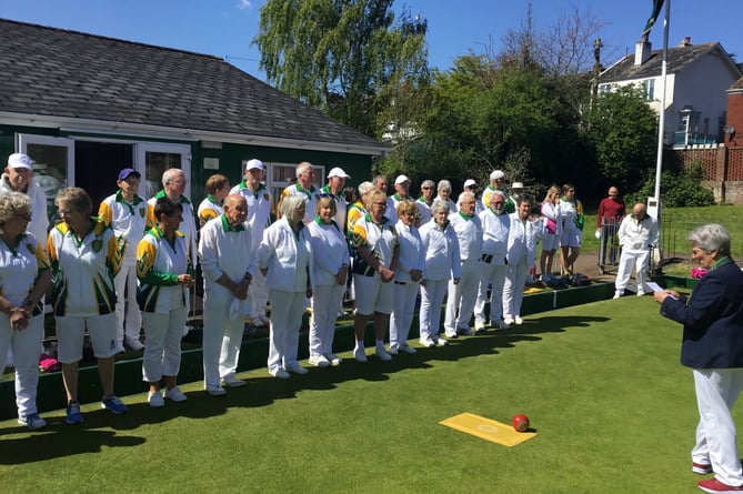 Members of Crediton Bowling Club on the Opening Day.
