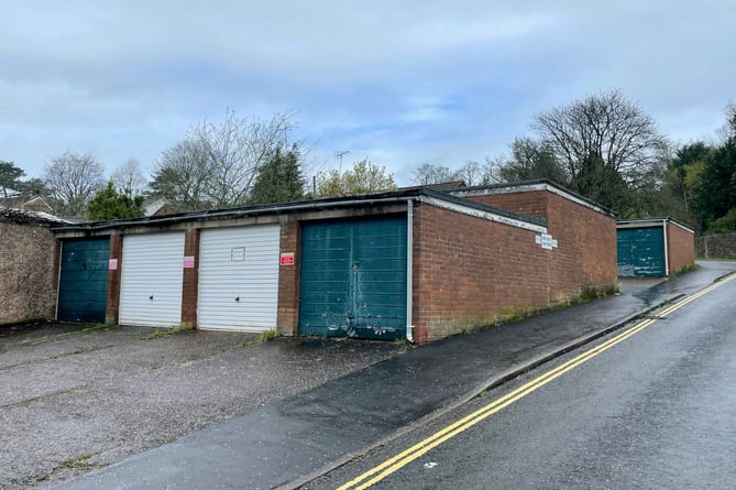 The garages on Churchill Drive. AQ 9460 (Alan Quick, Crediton Courier).jpg