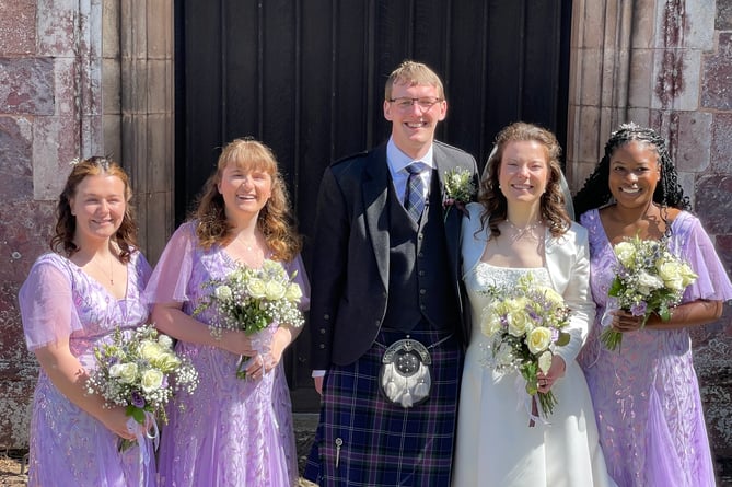Lewis and Catherine with their bridesmaids.  AQ 0484

