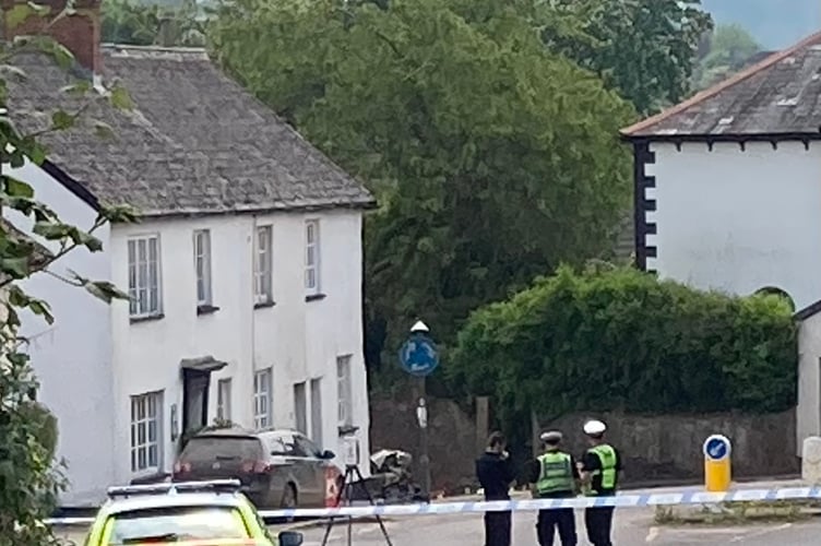 Police accident investigators at the scene earlier this morning.