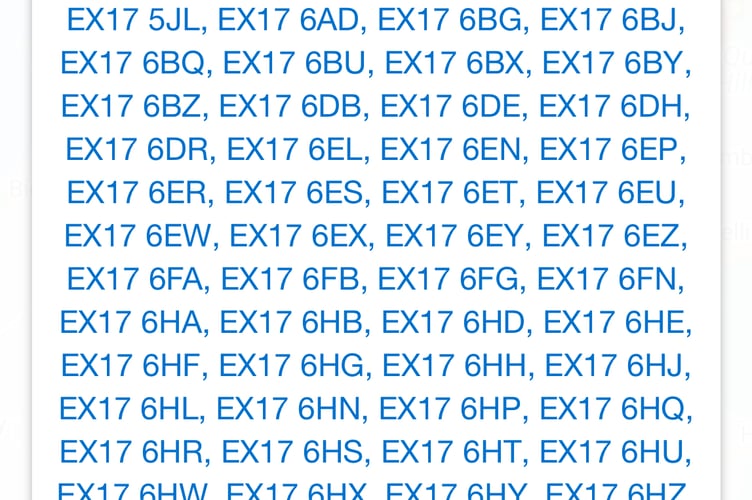 The Postcode areas affected.