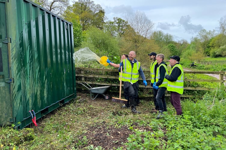 Ernest Jackson volunteers helping with the Spring Makeover at Sandford Millennium Green.