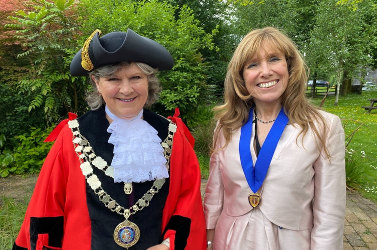 Mayor of West Devon Debo Sellis, left, with previous mayor Cllr Lyn Daniel