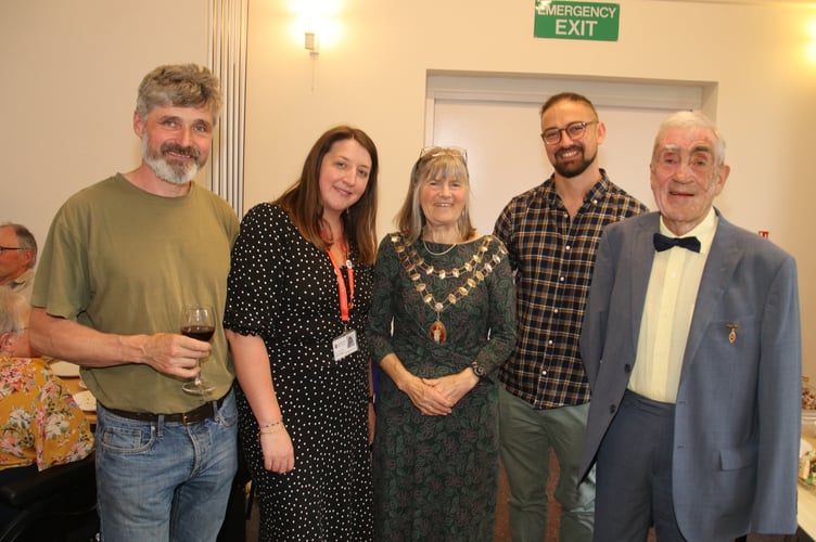 The Mayor of Crediton with guests and councillors at the End of Term Reception and Town Clerk Rachel Avery, second left. AQ 4310