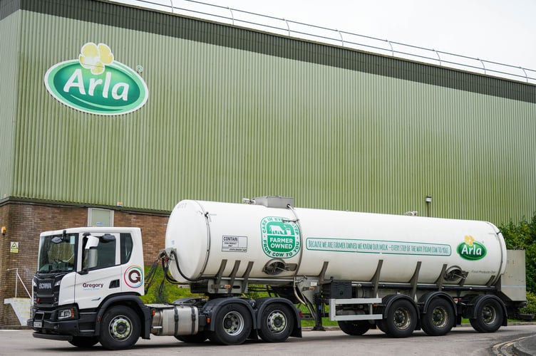 An Arla milk tanker at Taw Valley Creamery at North Tawton.