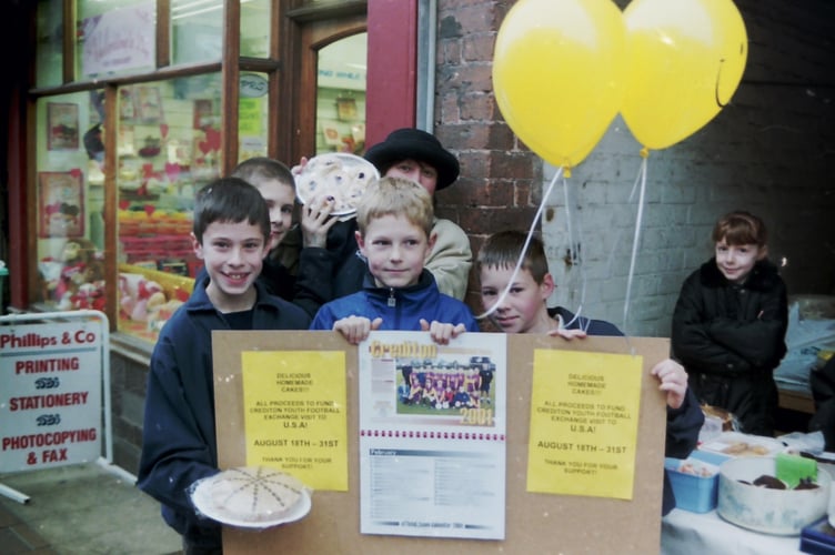 February 2001 Crediton Youth Footballers ran a cake stall to raise funds for an exchange trip to the USA DSC00033