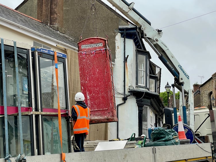the phone box being removed