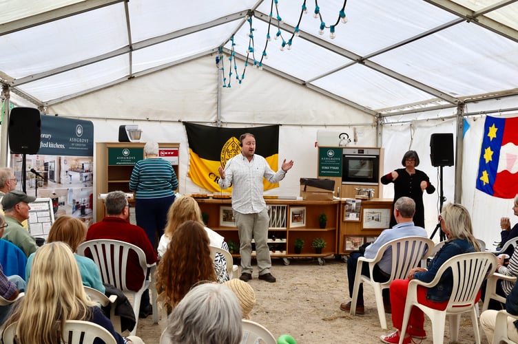 Barny Butterfield giving talk in demo tent Crediton Food and Drink Festival 2024