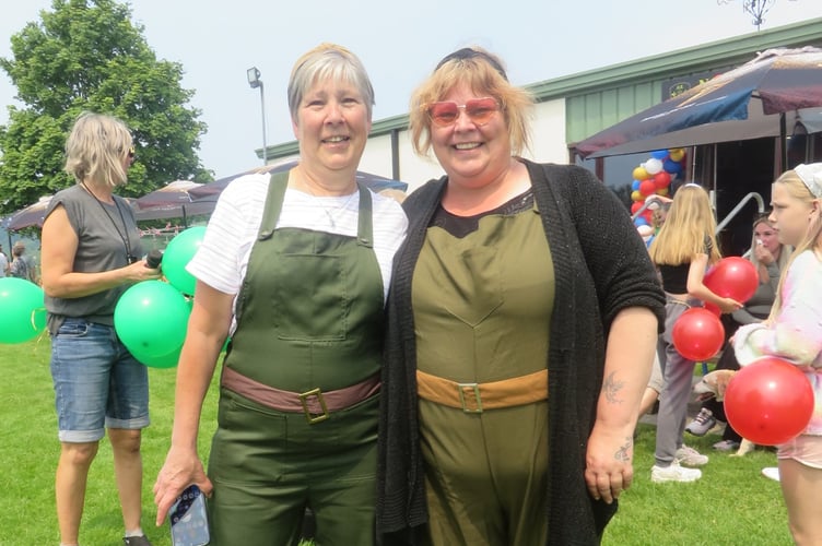 Organisers Sally Lawrence and Jennifer Palfrey in Land Army Girls fancy dress