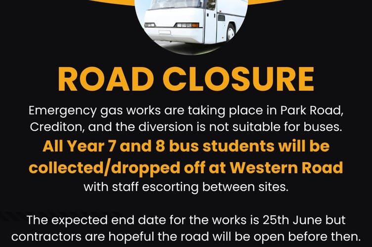 The Queen Elizabeth’s School social media post about the gas leak.