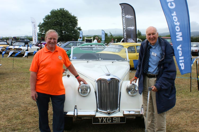 Rally Chairman Mike Overfield-Collins of Crediton, left, with Victor Riley, the grandson of the Riley Motor Company's founder
