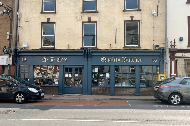 A J Cox Butchers lovely new shop front.  AQ 6018
