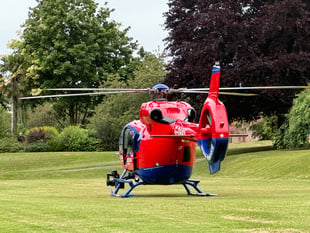 Air Ambulance lands in Crediton park