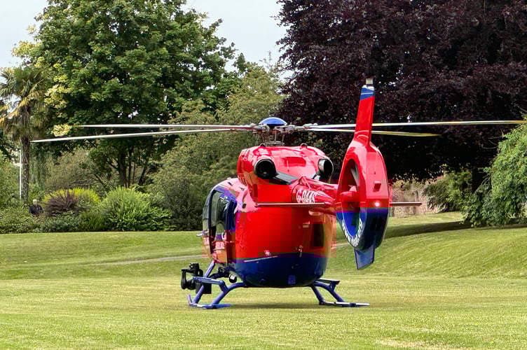 The Air Ambulance in Newcombes Meadow on Thursday, July 4.  AQ 6722