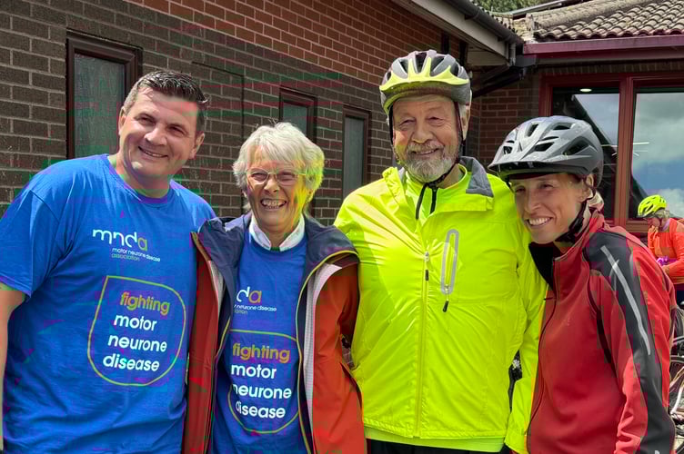 James with supporters before the cycle challenge. AQ 6941