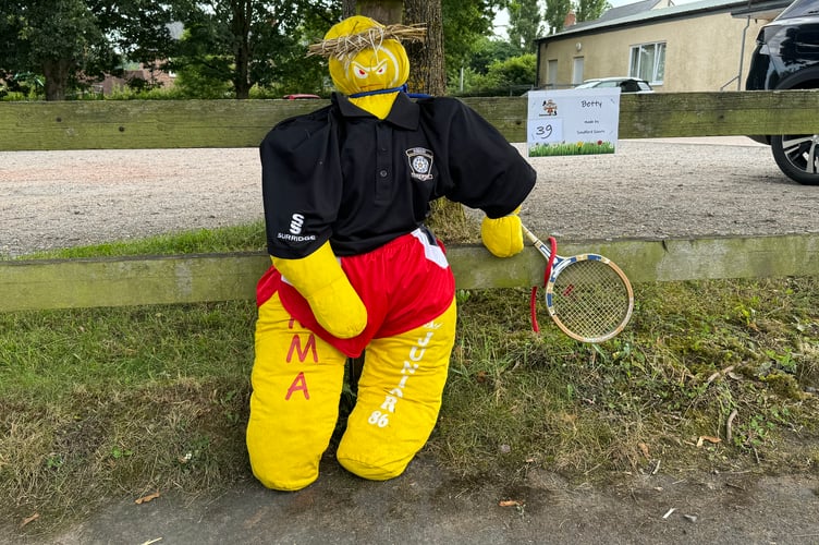 An amazing Olympics-themed scarecrow at Sandford.