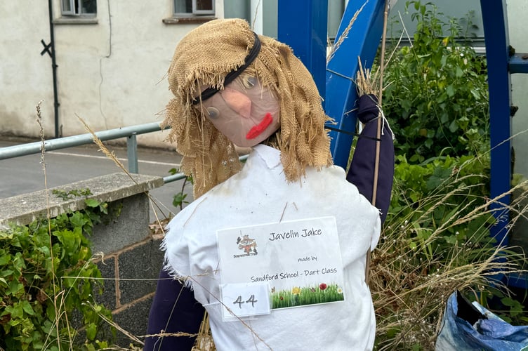 An amazing Olympics-themed scarecrow at Sandford.
