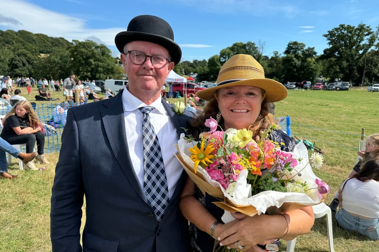 Chagford Show President Mark Svensson and his wife Lindsey, who received flowers from the Show. AQ 0778