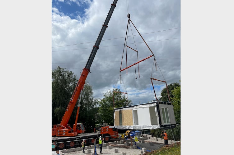 A crane with one of the Zed Pods.