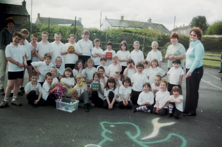 Children at Chawleigh Primary School enjoying skipping to raise funds for the British Heart Foundation in April 2002. DSC00735